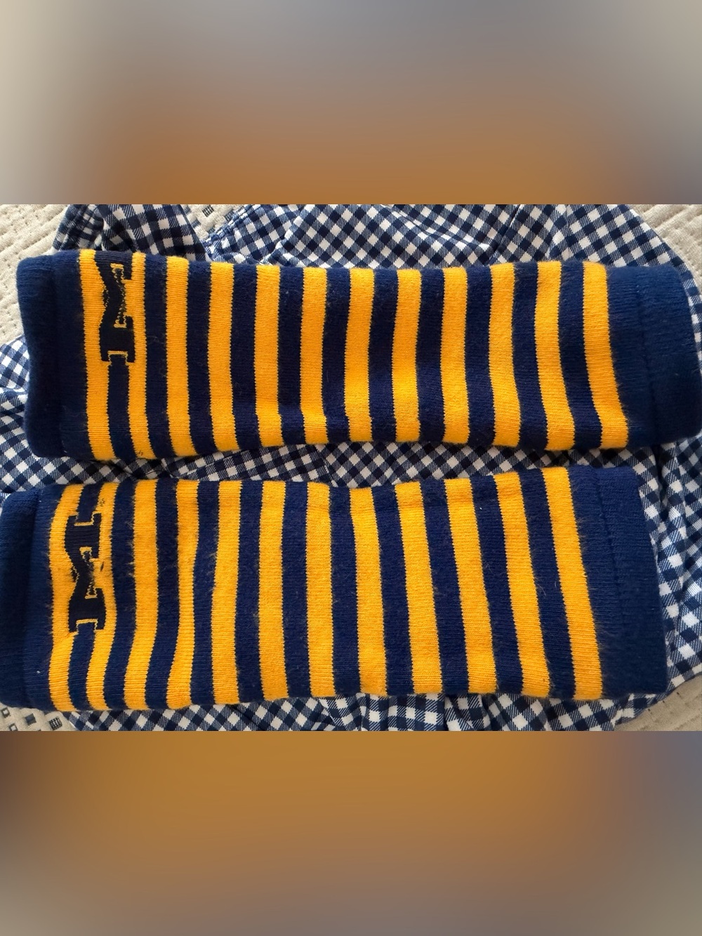 Michigan Wolverines Maize & Navy Striped Leg Warmers